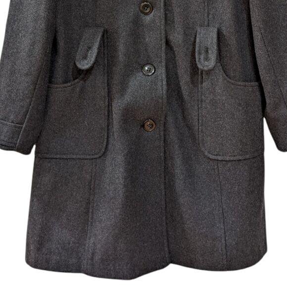 Giacca Women's Charcoal Grey Buttoned Wool Coat Size L - Picture 9 of 10